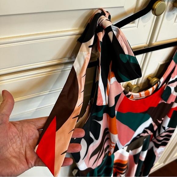 ModCloth Hutch Plus Size Women’s Tropical Shoulder Tie Midi Dress Fit Flare 3X - Picture 9 of 14